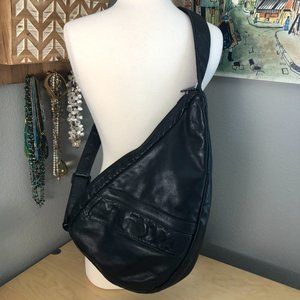 Hand Crafted Black Leather Messenger Bag
